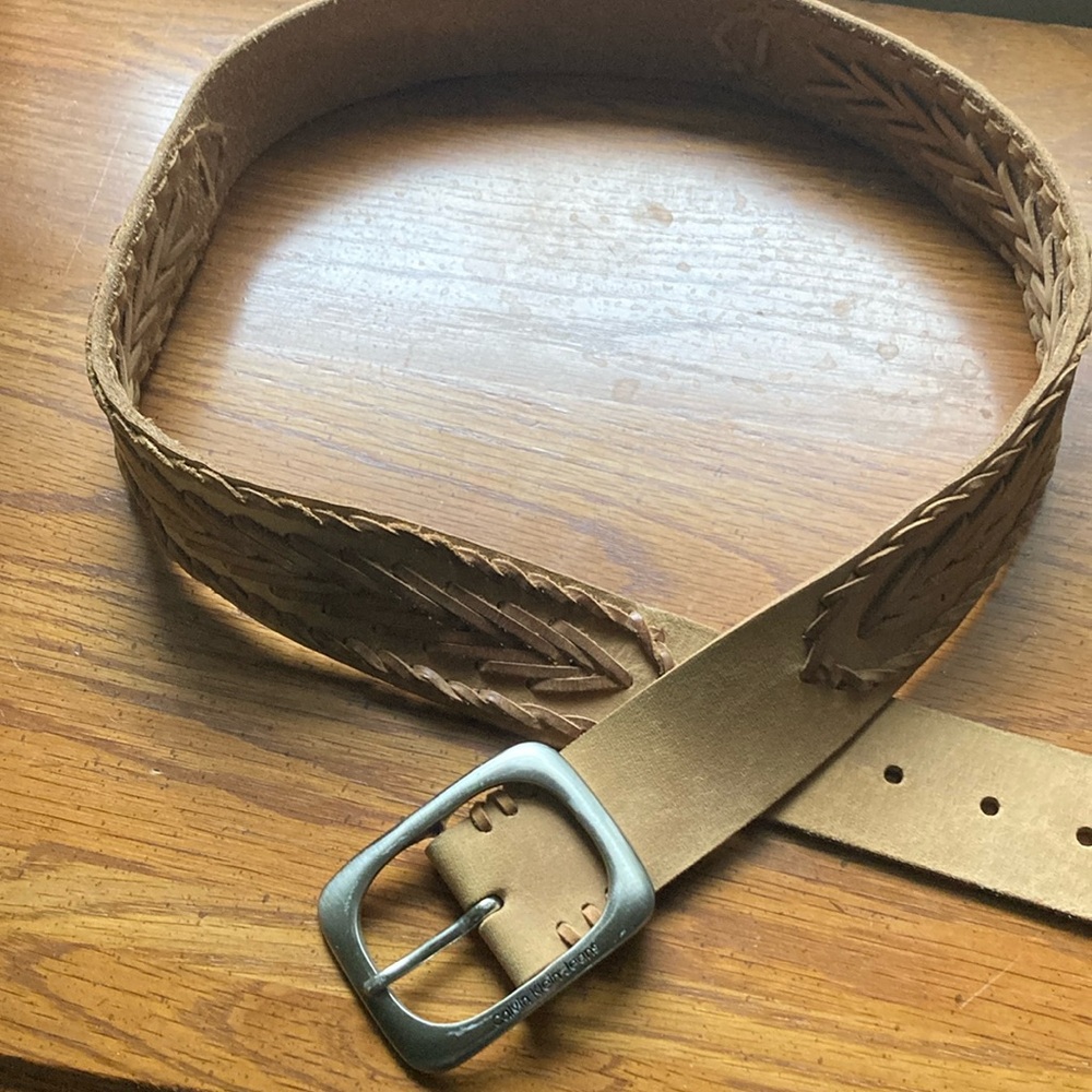 Calvin Klein Tan Belt with Silver Buckle